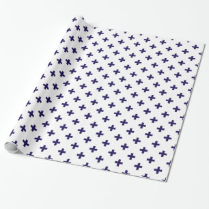Papier Cadeau Polka bleu marine croise sur blanc