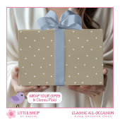 Papier Cadeau Polka classique beige point