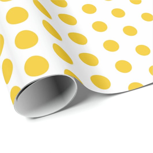 Papier Cadeau Polka de citron profond Point blanc moderne (Coin rond)