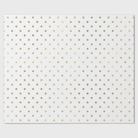 Papier Cadeau Polka dorée blanche classique petits points (Plat)