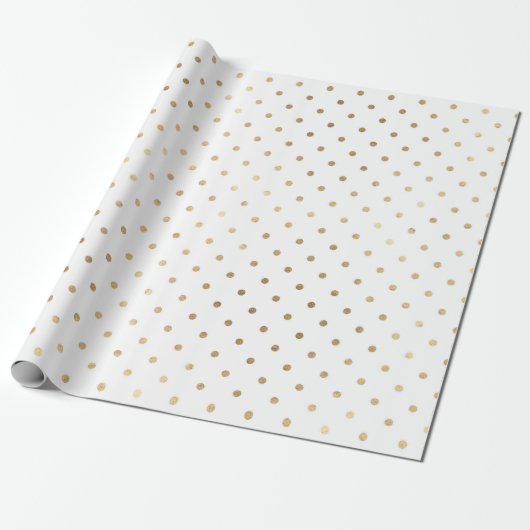 Papier Cadeau Polka dorée blanche classique petits points (Déroulé)