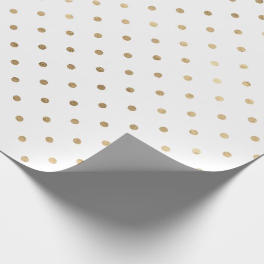 Papier Cadeau Polka dorée blanche classique petits points (Coin)