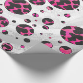 Papier Cadeau Polka Dot Cow Hot Rose et Black Print (Coin)