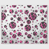 Papier Cadeau Polka Dot Cow Hot Rose et Black Print (Plat)