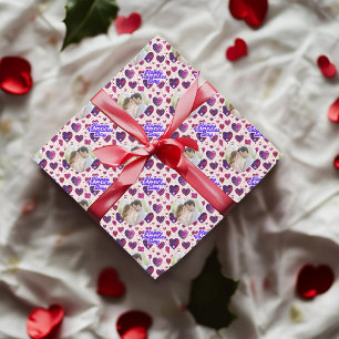 Papier Cadeau Polka Dot Hearts Photo personnalisée