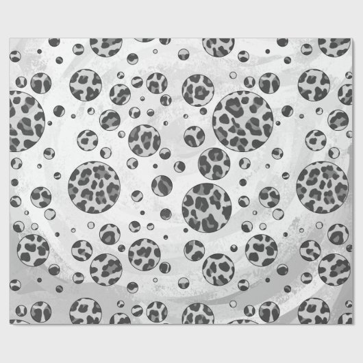 Papier Cadeau Polka Dot Leopard Design noir et blanc (Plat)