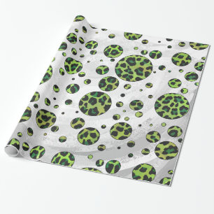 Papier Cadeau Polka Dot Leopard noir et vert