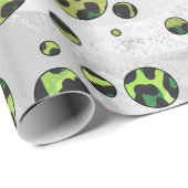 Papier Cadeau Polka Dot Leopard noir et vert (Coin rond)