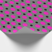 Papier Cadeau Polka Dot rose sur gris (Coin)