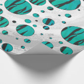 Papier Cadeau Polka Dot Tiger noir et Turquoise (Coin)