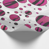 Papier Cadeau Polka Dot Tiger rose chaud et noir (Coin)