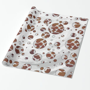 Papier Cadeau Polka Dot Vache Brown et blanche