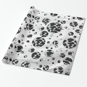 Papier Cadeau Polka Dot Vache noir et blanc