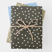 Papier cadeau Polka Dot, Vert fret, Sable, Bleu (En situation)