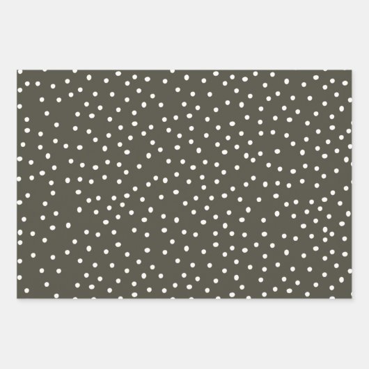 Papier cadeau Polka Dot, Vert fret, Sable, Bleu (Devant)