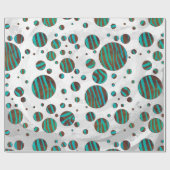 Papier Cadeau Polka Dot Zebra Brown et Turquoise (Plat)