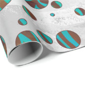 Papier Cadeau Polka Dot Zebra Brown et Turquoise (Coin rond)