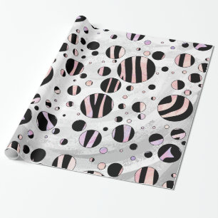 Papier Cadeau Polka Dot Zebra noir et rose