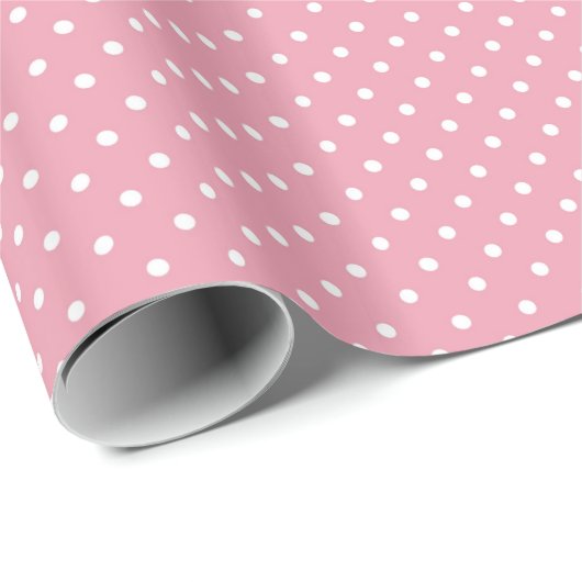 Papier Cadeau Polka Dots on Pink Pattern (Coin rond)