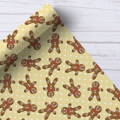 Papier Cadeau Polka Jaune Dot Gingbread Homme Noël