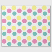 Papier Cadeau Polka moderne Pot rose Jaune Aqua Party (Plat)