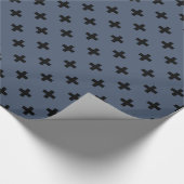 Papier Cadeau Polka noire croise sur bleu-gris (Coin)