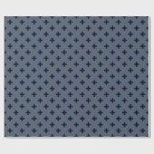 Papier Cadeau Polka noire croise sur bleu-gris (Plat)