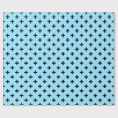 Papier Cadeau Polka noire croise sur le bleu bébé (Plat)