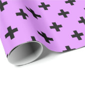 Papier Cadeau Polka noire croise sur lilas (Coin rond)