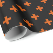 Papier Cadeau Polka orange croise sur noir (Coin rond)