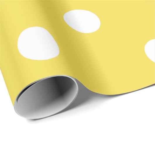 Papier Cadeau Polka Petits points blancs Canari de citron jaune  (Coin rond)