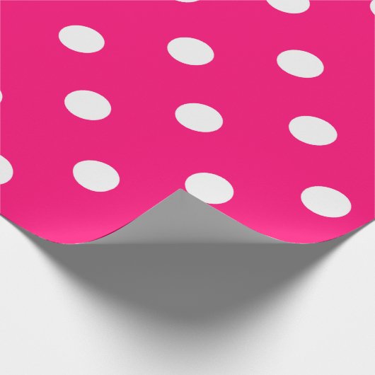 Papier Cadeau Polka petits points blancs Fuchsia rose chaud (Coin)