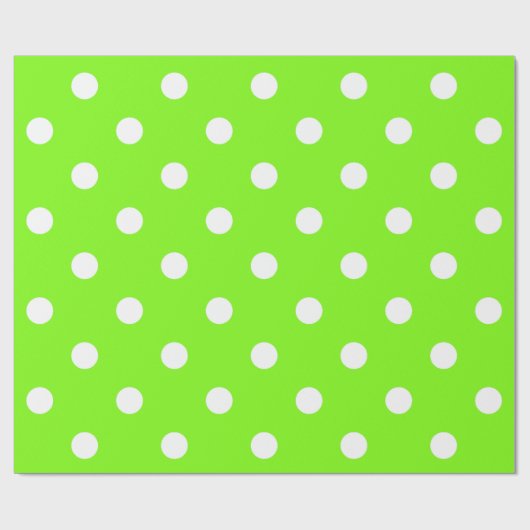 Papier Cadeau Polka Petits points blancs Vive Lumineuse Lime Ver (Plat)