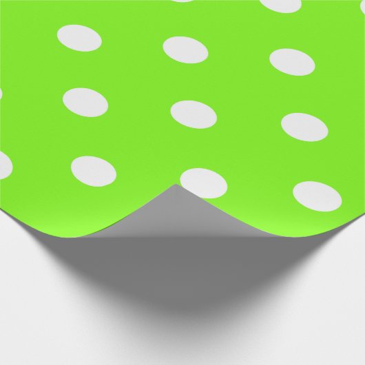 Papier Cadeau Polka Petits points blancs Vive Lumineuse Lime Ver (Coin)