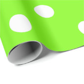 Papier Cadeau Polka Petits points blancs Vive Lumineuse Lime Ver (Coin rond)