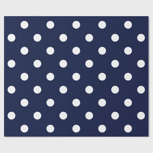 Papier Cadeau Polka Petits points Bleu Marine Blanc Classique Él (Plat)