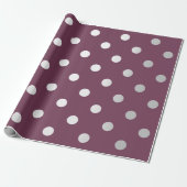 Papier Cadeau Polka Petits points Maroon Plum Bourgogne Silver G (Déroulé)