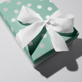Papier Cadeau Polka Petits Points Menthe Vert Pastel Gris Argent