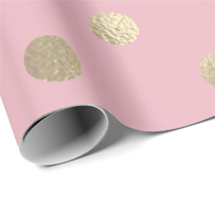 Papier Cadeau Polka Petits Points Poudre Pink Pastel Foxier Or