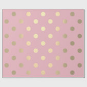 Papier Cadeau Polka Petits Points Poudre Pink Pastel Foxier Or (Plat)