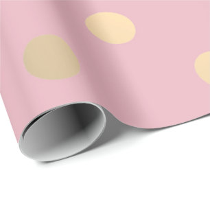 Papier Cadeau Polka Petits Points Poudre Pink Pastel Foxier Or