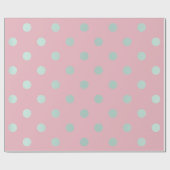 Papier Cadeau Polka Petits points Poudre rose pastel Aqua (Plat)