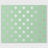 Papier Cadeau Polka Petits Pois Pastel Pea Mint Gris Argent (Plat)