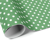 Papier Cadeau Polka point blanc vert (Coin rond)