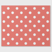 Papier Cadeau Polka Pots Petits Corail Pêche Blanc Classique Élé (Plat)