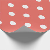 Papier Cadeau Polka Pots Petits Corail Pêche Blanc Classique Élé (Coin)