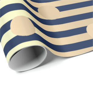 Papier Cadeau Polka Small Dods Grèves Blue Navy Foxier Gold