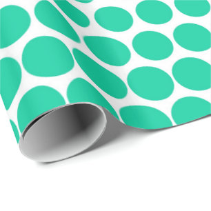 Papier Cadeau Polka verte des Caraïbes Pointe blanc moderne