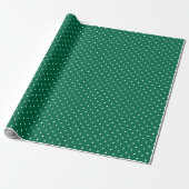 Papier Cadeau Polka verte et blanche moderne Noël pointillé (Déroulé)