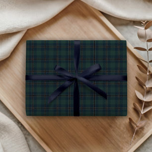 Papier Cadeau Polo à carreaux tartan bleu marine vert foncé Éque
